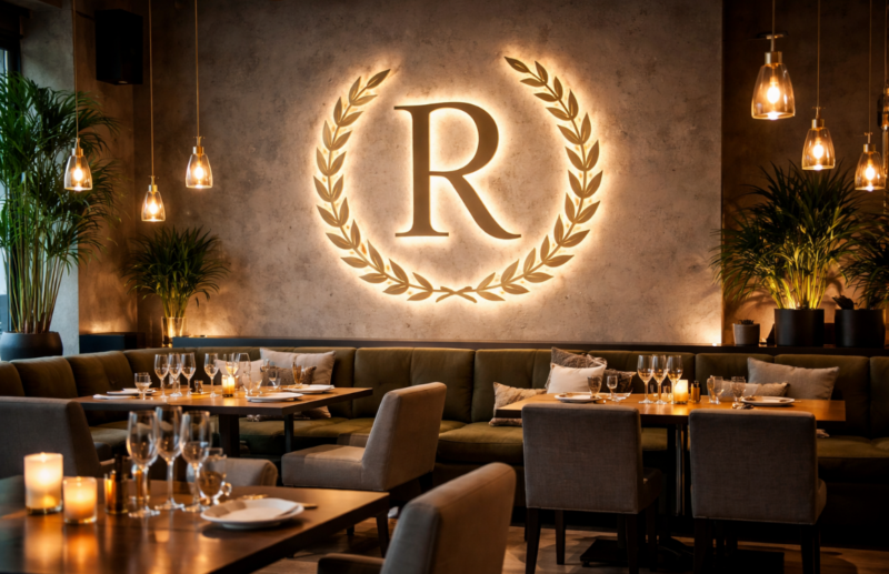 Logo restorana na zidu